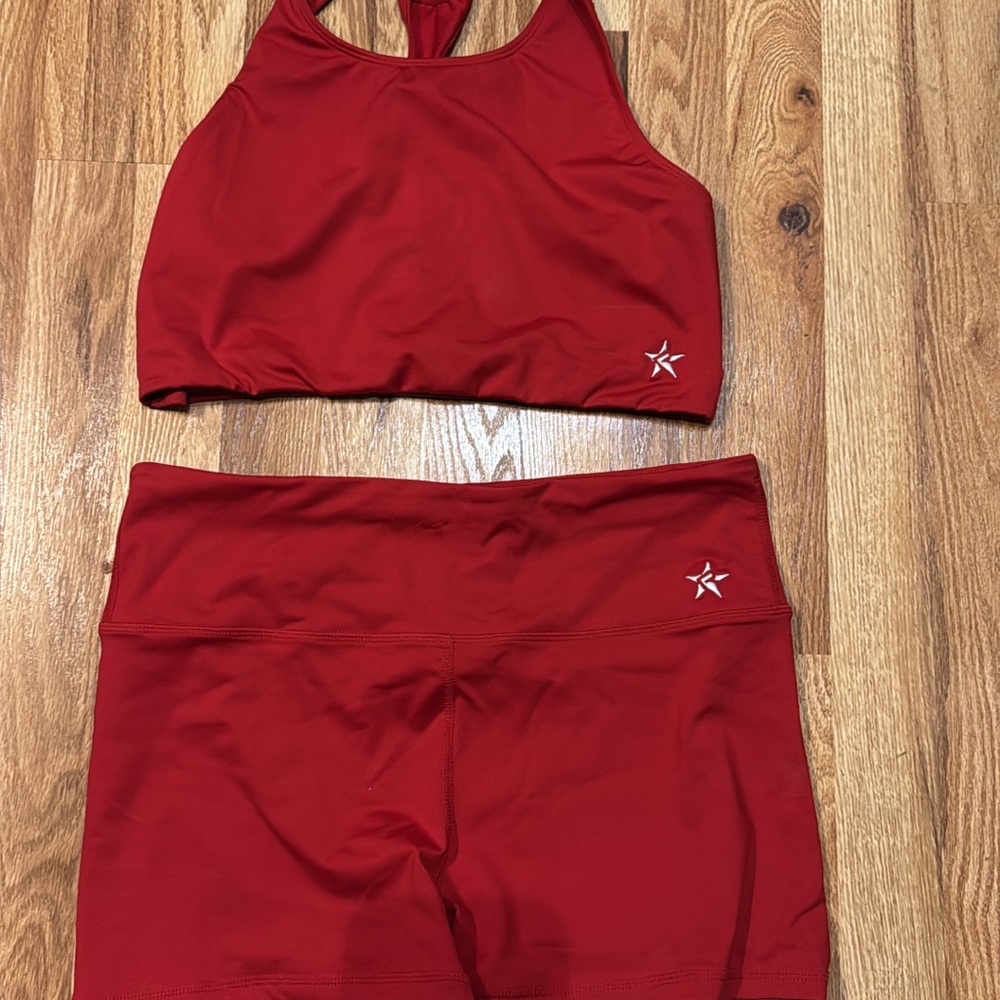 Red Sports Bra and Shorts Set